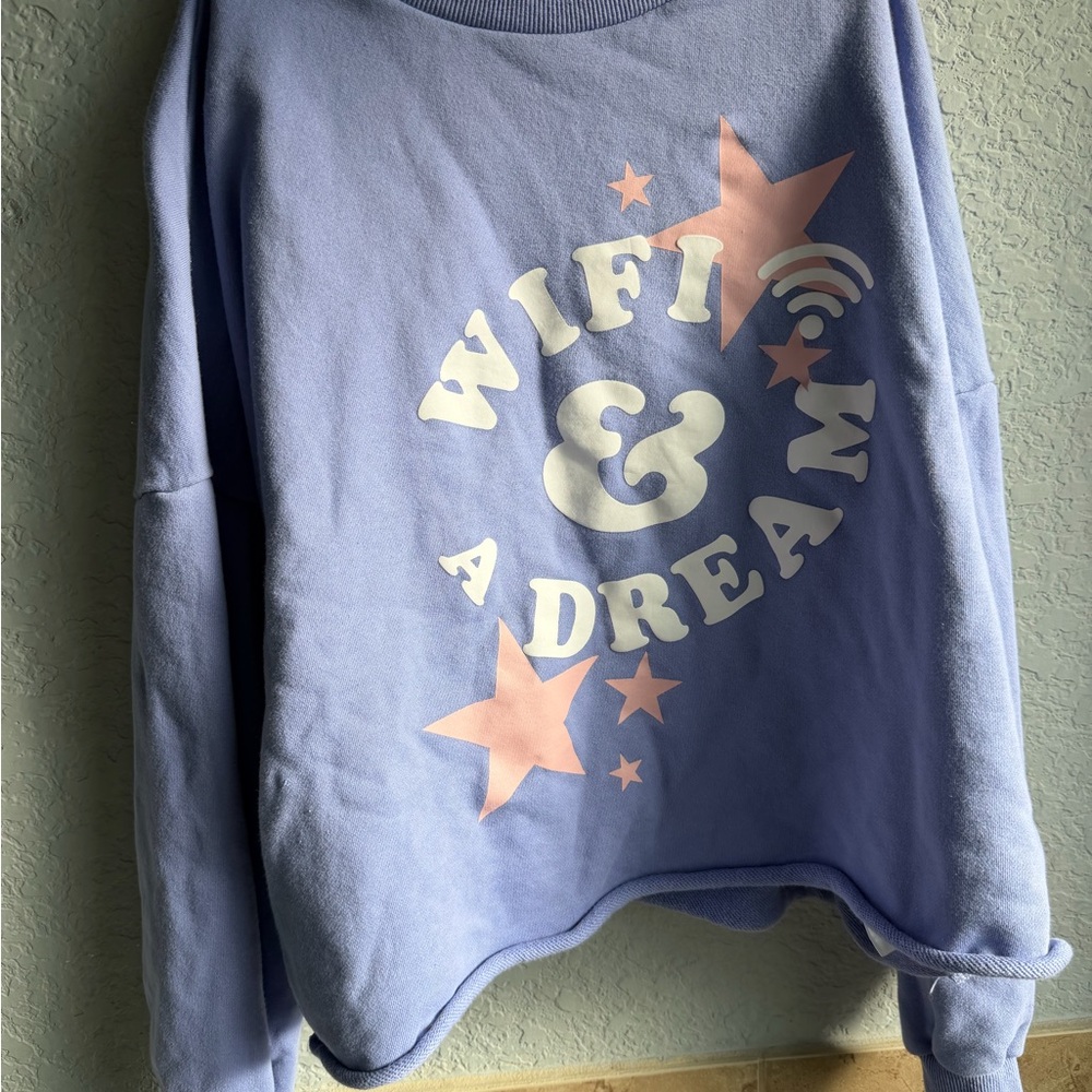 WiFi & A Dream Women's Blue Crew Neck Sweater
